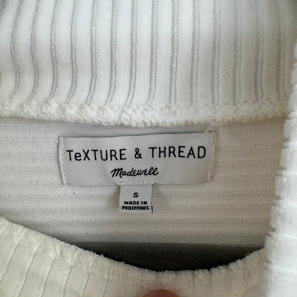 Madewell Texture & Thread Velour Corduroy Mockneck Top Womens Small Ivory White - Picture 8 of 13
